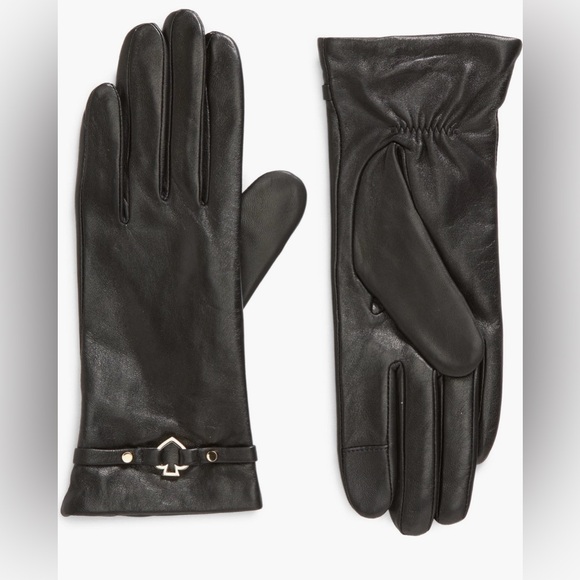 NWT Kate Spade Elegant Black Gloves with Logo Detail